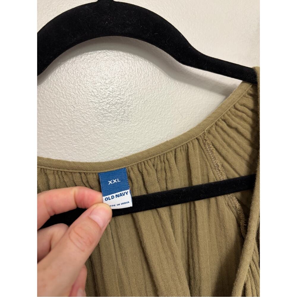 Old Navy Crinkle Gauze Flutter-Sleeve Mini Swing Dress in Kombu Green - Size XXL - Picture 4 of 8